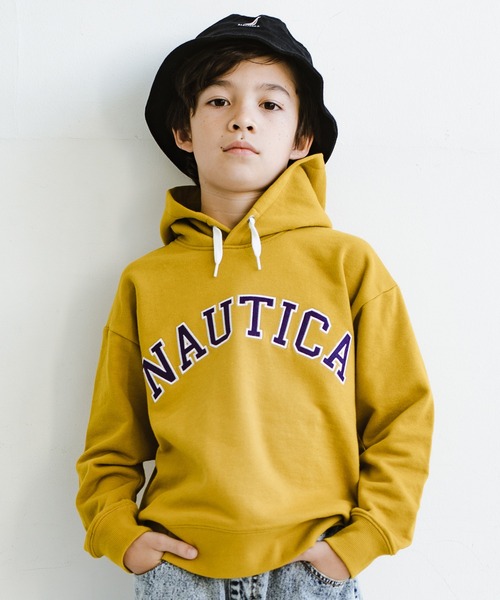 NAUTICA（ノーティカ）の「【NAUTICA/ノーティカ】アップリケロゴ裏毛パーカー（スウェット・キッズ・杢グレー/ネイビー/アイボリー/ブルーグレー/マスタード/ダークグリーン・130/120/140/150）」の6枚目の写真