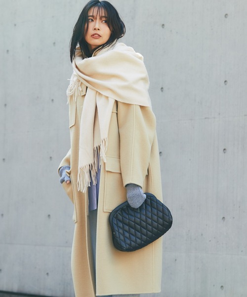 RIVE DROITE（リヴドロワ）の「メンズライクディティールが魅力/ステンカラーオーバーサイズリバーコート（ステンカラーコート・レディース・ネイビー/キャメル・FREE）」の21枚目の写真