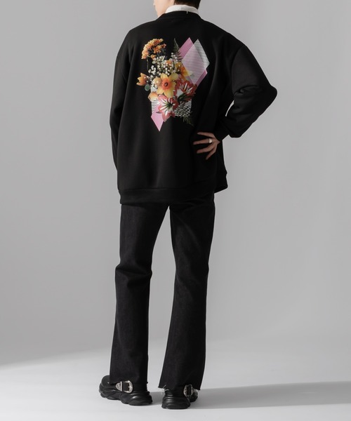 Adoon plain（アドーンプレーン）の「【Adoon plain】フラワーバックプリントスウェット（スウェット・メンズ・ブラック/オフホワイト・LARGE/MEDIUM）」の14枚目の写真