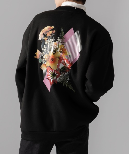 Adoon plain（アドーンプレーン）の「【Adoon plain】フラワーバックプリントスウェット（スウェット・メンズ・ブラック/オフホワイト・LARGE/MEDIUM）」の18枚目の写真