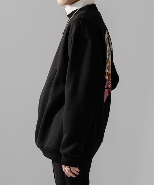 Adoon plain（アドーンプレーン）の「【Adoon plain】フラワーバックプリントスウェット（スウェット・メンズ・ブラック/オフホワイト・LARGE/MEDIUM）」の16枚目の写真