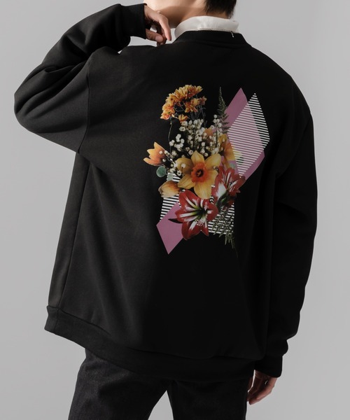 Adoon plain（アドーンプレーン）の「【Adoon plain】フラワーバックプリントスウェット（スウェット・メンズ・ブラック/オフホワイト・LARGE/MEDIUM）」の17枚目の写真