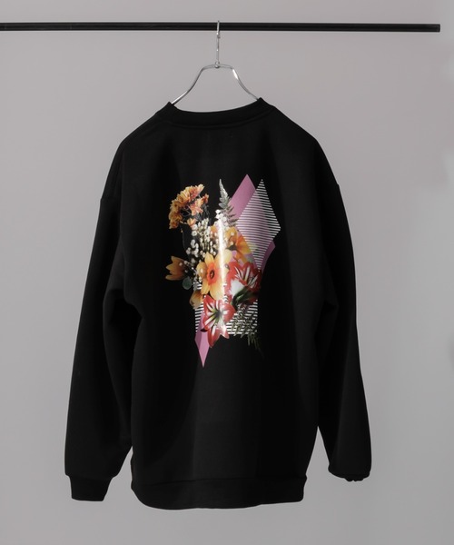 Adoon plain（アドーンプレーン）の「【Adoon plain】フラワーバックプリントスウェット（スウェット・メンズ・ブラック/オフホワイト・LARGE/MEDIUM）」の22枚目の写真