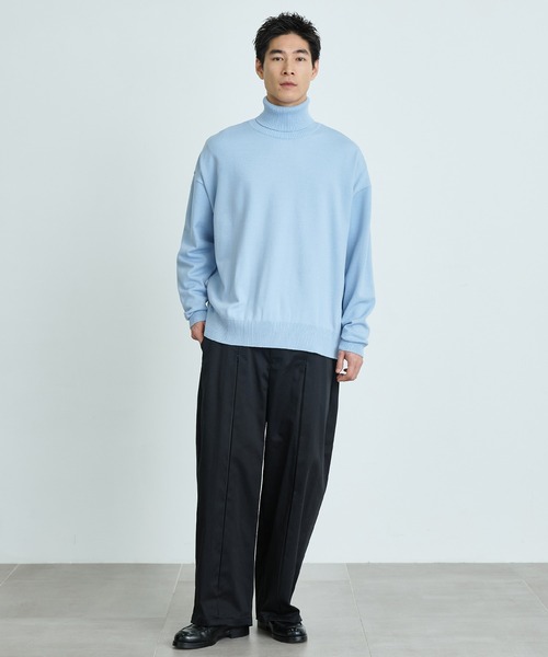 PUBLIC TOKYO(パブリックトウキョウ)の「〈ユニセックス / フリーサイズ〉ウールオーバータートルニット(ニット/セーター・メンズ・サックスブルー/グリーン/アイボリー/ブラック・FREE)」の20枚目の写真