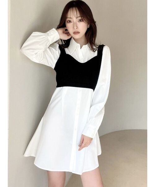 RESEXXY（リゼクシー）の「コルセットシャツワンピース（シャツワンピース・レディース・ブラック/ホワイト/ライトグレー/ピンク・FREE）」の5枚目の写真