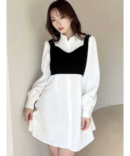 RESEXXY（リゼクシー）の「コルセットシャツワンピース（シャツワンピース・レディース・ブラック/ホワイト/ライトグレー/ピンク・FREE）」の6枚目の写真