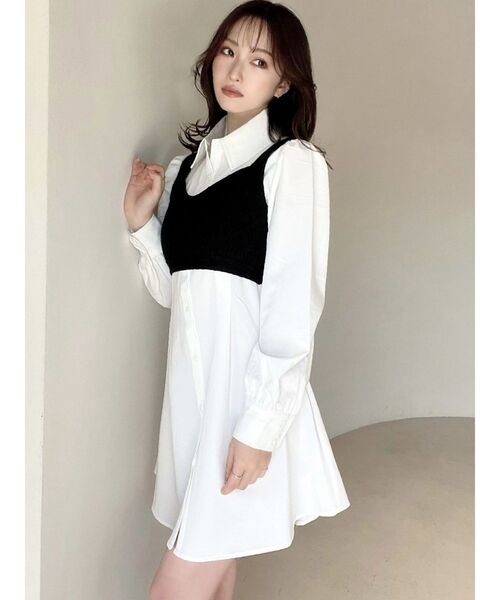 RESEXXY（リゼクシー）の「コルセットシャツワンピース（シャツワンピース・レディース・ブラック/ホワイト/ライトグレー/ピンク・FREE）」の7枚目の写真