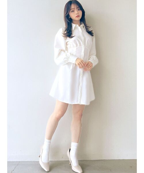 RESEXXY（リゼクシー）の「コルセットシャツワンピース（シャツワンピース・レディース・ブラック/ホワイト/ライトグレー/ピンク・FREE）」の14枚目の写真