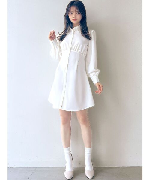 RESEXXY（リゼクシー）の「コルセットシャツワンピース（シャツワンピース・レディース・ブラック/ホワイト/ライトグレー/ピンク・FREE）」の15枚目の写真