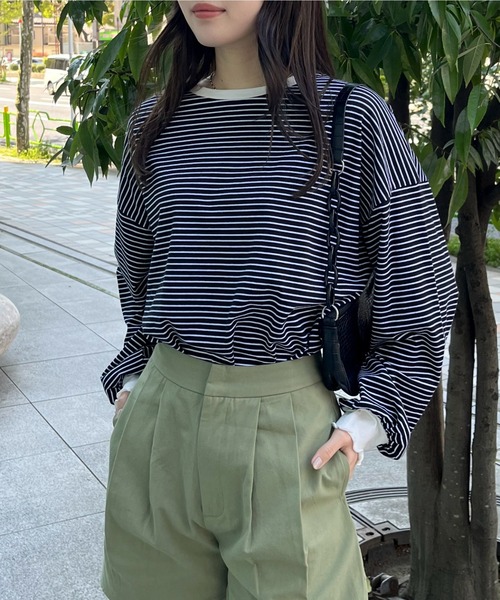 EPIMI E'PIMMY（エピミエピミー）の「ボーダービックプルオーバー（Tシャツ/カットソー・レディース・ピンク/ブラック/オフホワイト/杢グレー・MEDIUM）」の3枚目の写真