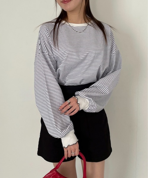 EPIMI E'PIMMY（エピミエピミー）の「ボーダービックプルオーバー（Tシャツ/カットソー・レディース・ピンク/ブラック/オフホワイト/杢グレー・MEDIUM）」の19枚目の写真