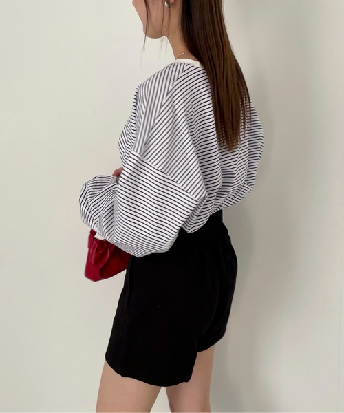 EPIMI E'PIMMY（エピミエピミー）の「ボーダービックプルオーバー（Tシャツ/カットソー・レディース・ピンク/ブラック/オフホワイト/杢グレー・MEDIUM）」の6枚目の写真