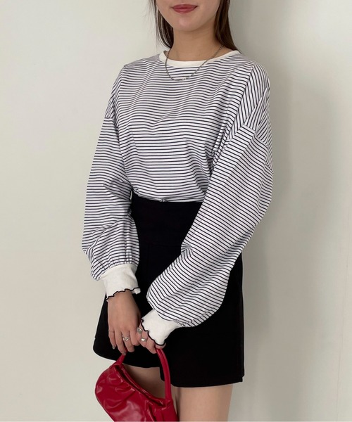 EPIMI E'PIMMY（エピミエピミー）の「ボーダービックプルオーバー（Tシャツ/カットソー・レディース・ピンク/ブラック/オフホワイト/杢グレー・MEDIUM）」の8枚目の写真