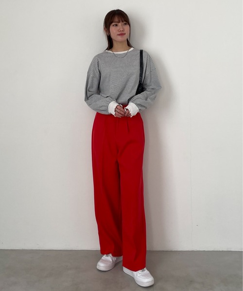 EPIMI E'PIMMY（エピミエピミー）の「ボーダービックプルオーバー（Tシャツ/カットソー・レディース・ピンク/ブラック/オフホワイト/杢グレー・MEDIUM）」の12枚目の写真