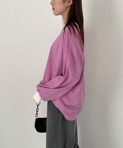 EPIMI E'PIMMY（エピミエピミー）の「ボーダービックプルオーバー（Tシャツ/カットソー・レディース・ピンク/ブラック/オフホワイト/杢グレー・MEDIUM）」の14枚目の写真