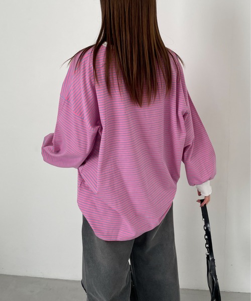 EPIMI E'PIMMY（エピミエピミー）の「ボーダービックプルオーバー（Tシャツ/カットソー・レディース・ピンク/ブラック/オフホワイト/杢グレー・MEDIUM）」の15枚目の写真