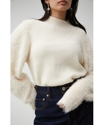 AZUL by moussy | SHAGGY SLEEVE H/N KNIT/シャギースリーブハイネックニット(ニット/セーター)