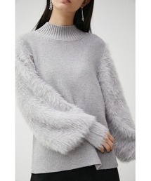 AZUL by moussy | SHAGGY SLEEVE H/N KNIT/シャギースリーブハイネックニット(ニット/セーター)
