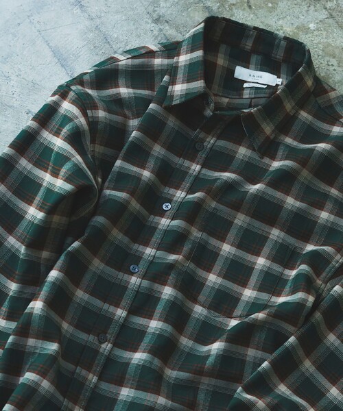 B:MING by BEAMS(ビーミングバイビームス)の「B:MING by BEAMS / ツイル チェック レギュラーカラー シャツ(シャツ/ブラウス・メンズ・ネイビー/ベージュ/グリーン・SMALL/MEDIUM/LARGE/X-LARGE)」の2枚目の写真