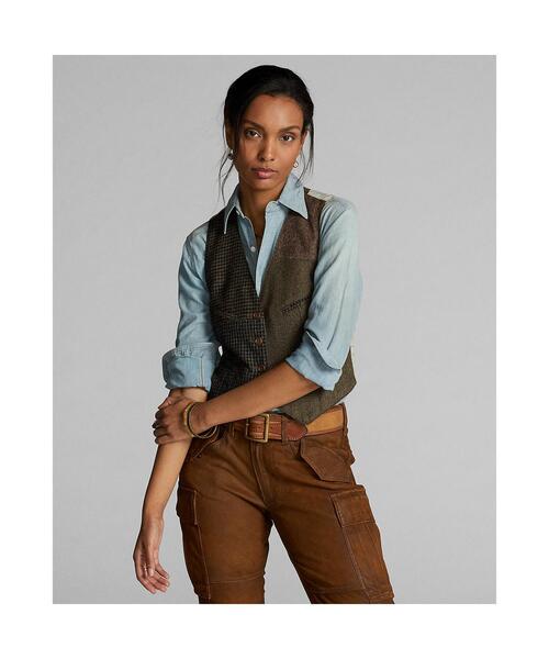 RRL(ダブル アール エル)の「パッチワーク ツイード ベスト(ベスト・レディース・グリーン・1/2/3/4)」の2枚目の写真