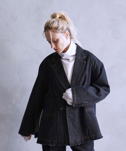 JUNRED（ジュンレッド）の「フリンジデニムルーズジャケット（デニムジャケット・メンズ・ネイビー/ブラック・S/M/L）」の14枚目の写真