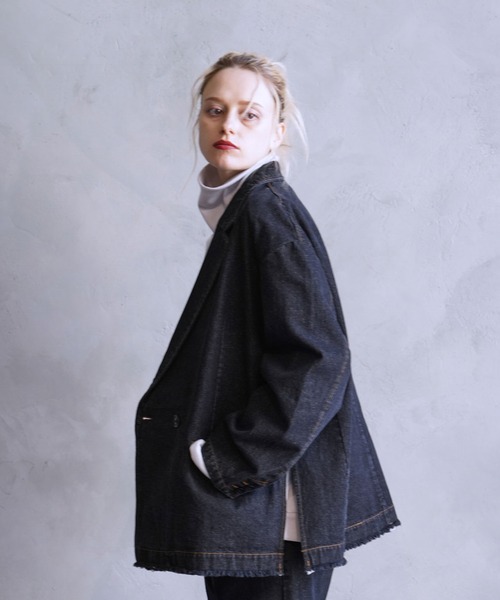JUNRED（ジュンレッド）の「フリンジデニムルーズジャケット（デニムジャケット・メンズ・ネイビー/ブラック・S/M/L）」の15枚目の写真