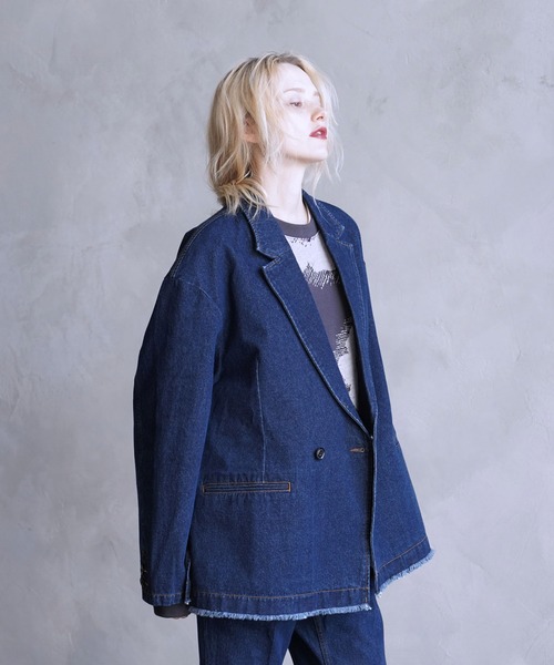 JUNRED（ジュンレッド）の「フリンジデニムルーズジャケット（デニムジャケット・メンズ・ネイビー/ブラック・S/M/L）」の12枚目の写真