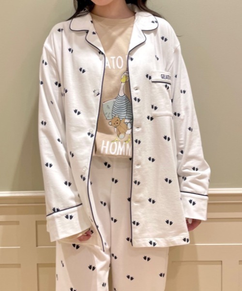 gelato pique【HOMME】 アヒルドット柄インレーパジャマ gelato pique（ジェラートピケ）の「【HOMME】 アヒルドット柄インレー