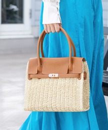 フェイクレザーコンビカゴバッグ