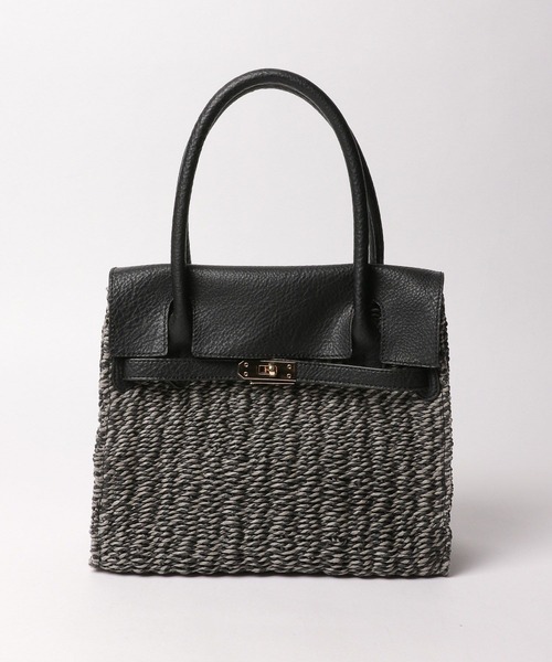 BAYFLOW(ベイフロー)の「フェイクレザーコンビカゴバッグ(かごバッグ・レディース・ブラック/ブラウン・FREE)」の3枚目の写真