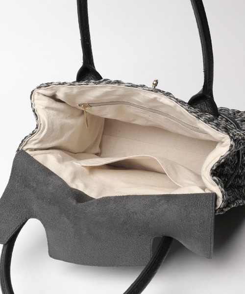 BAYFLOW(ベイフロー)の「フェイクレザーコンビカゴバッグ(かごバッグ・レディース・ブラック/ブラウン・FREE)」の9枚目の写真