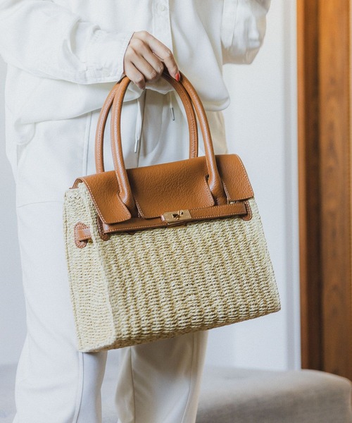 BAYFLOW(ベイフロー)の「フェイクレザーコンビカゴバッグ(かごバッグ・レディース・ブラック/ブラウン・FREE)」の19枚目の写真