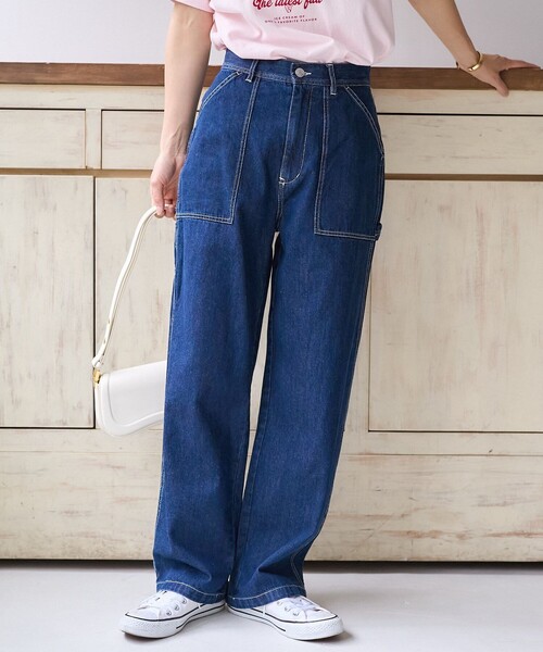 FREAK'S STORE(フリークスストア)の「ぺインター パンツ/ ベイカーパンツ(カーゴパンツ・レディース・ピンク/ブラック/キャメル/オフホワイト/ネイビー/オリーブ/ライトピンク/サックスブルー・MEDIUM/SMALL)」の5枚目の写真