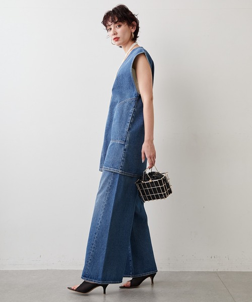 Whim Gazette（ウィムガゼット）の「【THE PAUSE】12オンスワイドデニム（デニムパンツ・レディース・ホワイト/インディゴブルー・26/27/28）」の3枚目の写真