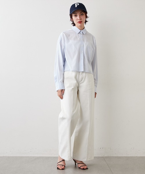 Whim Gazette（ウィムガゼット）の「【THE PAUSE】12オンスワイドデニム（デニムパンツ・レディース・ホワイト/インディゴブルー・26/27/28）」の6枚目の写真