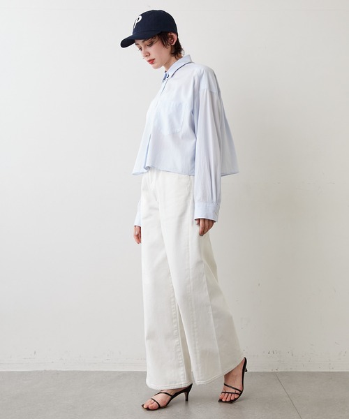 Whim Gazette（ウィムガゼット）の「【THE PAUSE】12オンスワイドデニム（デニムパンツ・レディース・ホワイト/インディゴブルー・26/27/28）」の14枚目の写真