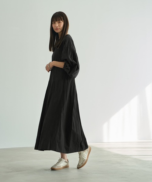 STYLE DELI（スタイルデリ）の「バルーンスリーブタックワンピース（ワンピース・レディース・ブラック/ピンク・01/02）」の9枚目の写真