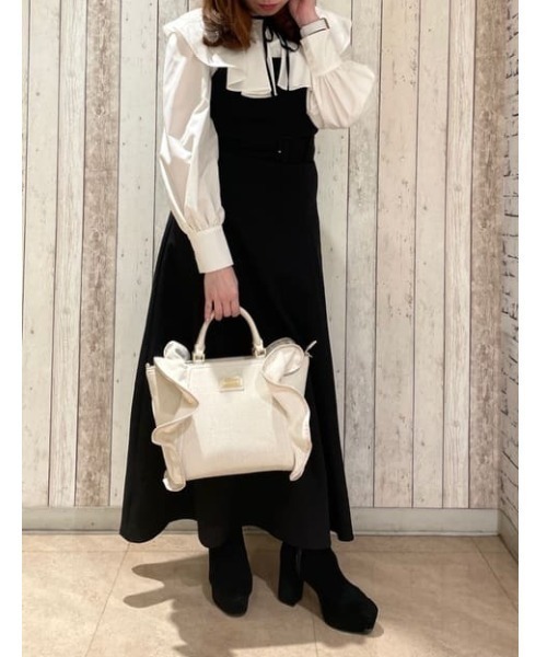 SAMANTHAVEGA（サマンサベガ）の「デニムフリルハンドバッグ（大）（ハンドバッグ・レディース・オフホワイト/ライトブルー・FREE）」の9枚目の写真