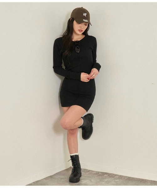 ANAP(アナップ)の「テレコリブアウトシームデザインワンピース(ワンピース・レディース・エメラルド/ブラック/グレー・FREE)」の10枚目の写真