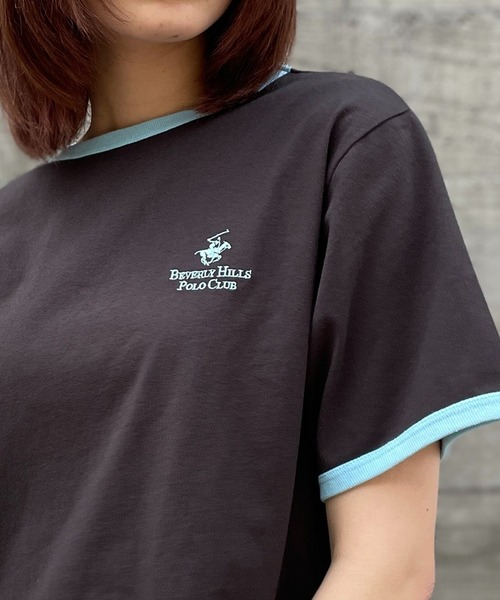 BEVERLY HILLS POLO CLUB(ビバリーヒルズポロクラブ)の「【BEVERLY HILLS POLO CLUB】リンガークロップドTシャツ 短丈 32877749/32877750(Tシャツ/カットソー・レディース・ブラック/ホワイト/ピンク/グレー/ブラック系その他2/ホワイト系その他2・M)」の4枚目の写真