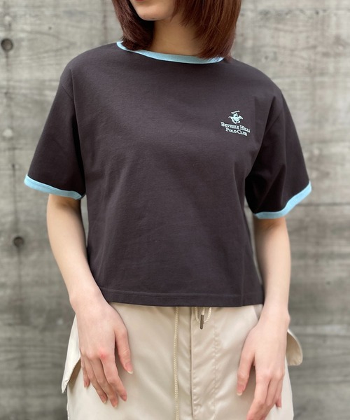BEVERLY HILLS POLO CLUB(ビバリーヒルズポロクラブ)の「【BEVERLY HILLS POLO CLUB】リンガークロップドTシャツ 短丈 32877749/32877750(Tシャツ/カットソー・レディース・ブラック/ホワイト/ピンク/グレー/ブラック系その他2/ホワイト系その他2・M)」の12枚目の写真