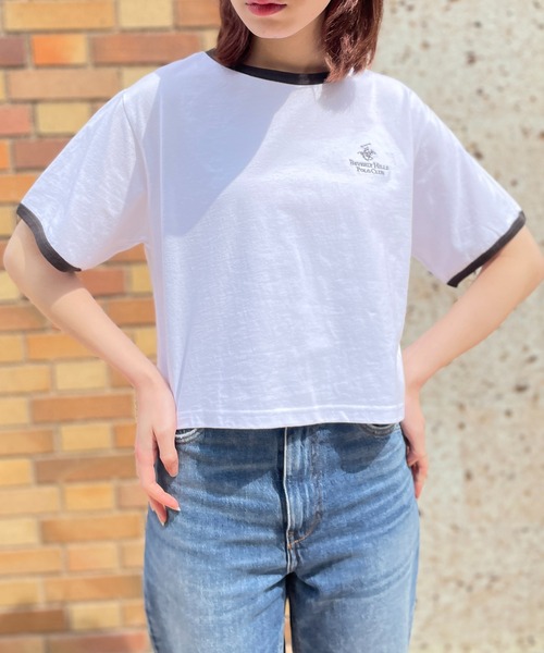 BEVERLY HILLS POLO CLUB(ビバリーヒルズポロクラブ)の「【BEVERLY HILLS POLO CLUB】リンガークロップドTシャツ 短丈 32877749/32877750(Tシャツ/カットソー・レディース・ブラック/ホワイト/ピンク/グレー/ブラック系その他2/ホワイト系その他2・M)」の7枚目の写真
