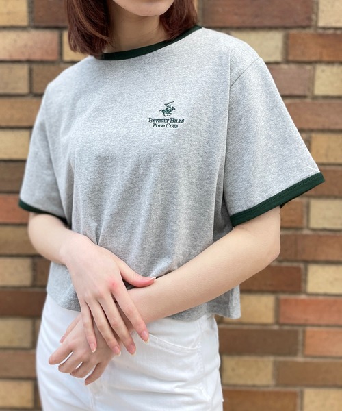 BEVERLY HILLS POLO CLUB(ビバリーヒルズポロクラブ)の「【BEVERLY HILLS POLO CLUB】リンガークロップドTシャツ 短丈 32877749/32877750(Tシャツ/カットソー・レディース・ブラック/ホワイト/ピンク/グレー/ブラック系その他2/ホワイト系その他2・M)」の16枚目の写真
