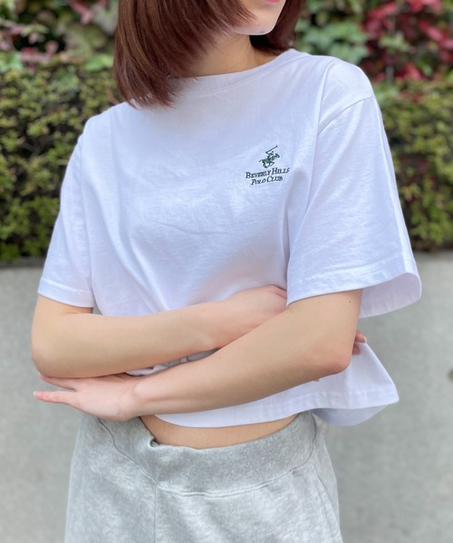 BEVERLY HILLS POLO CLUB(ビバリーヒルズポロクラブ)の「【BEVERLY HILLS POLO CLUB】リンガークロップドTシャツ 短丈 32877749/32877750(Tシャツ/カットソー・レディース・ブラック/ホワイト/ピンク/グレー/ブラック系その他2/ホワイト系その他2・M)」の9枚目の写真