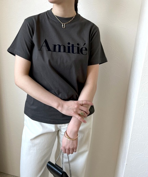 LHELBIE（レルビエ）の「AmitieフロッキーロゴTシャツ（Tシャツ/カットソー・レディース・オフホワイト/チャコールグレー/ホワイト・M）」の3枚目の写真