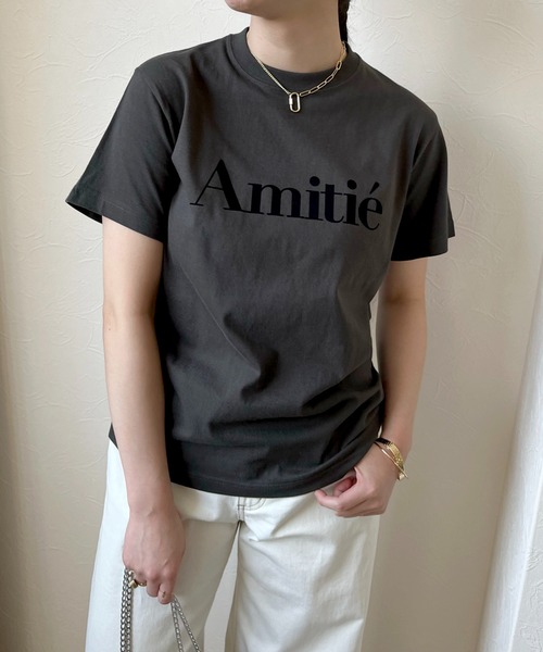 LHELBIE（レルビエ）の「AmitieフロッキーロゴTシャツ（Tシャツ/カットソー・レディース・オフホワイト/チャコールグレー/ホワイト・M）」の12枚目の写真