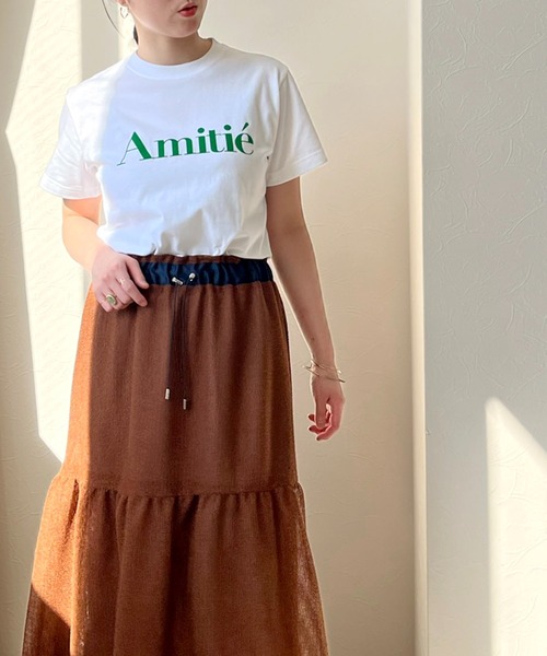LHELBIE（レルビエ）の「AmitieフロッキーロゴTシャツ（Tシャツ/カットソー・レディース・オフホワイト/チャコールグレー/ホワイト・M）」の8枚目の写真