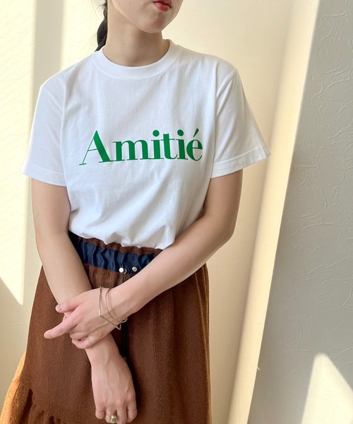LHELBIE（レルビエ）の「AmitieフロッキーロゴTシャツ（Tシャツ/カットソー・レディース・オフホワイト/チャコールグレー/ホワイト・M）」の13枚目の写真