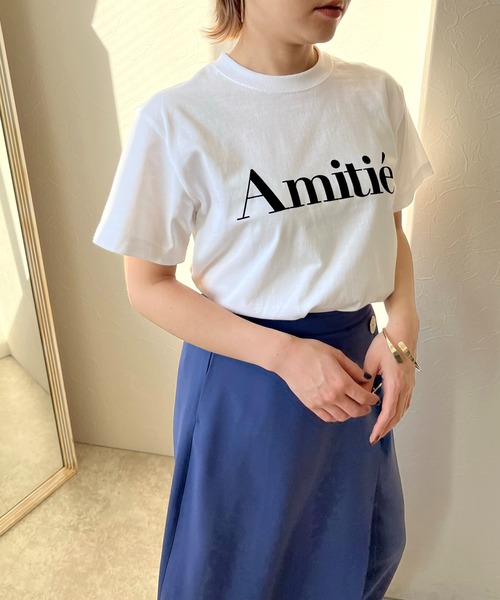 LHELBIE（レルビエ）の「AmitieフロッキーロゴTシャツ（Tシャツ/カットソー・レディース・オフホワイト/チャコールグレー/ホワイト・M）」の7枚目の写真