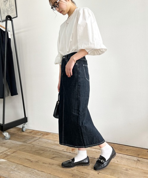 Kotoe（コトエ）の「ボリュームスリーブブラウス 長袖 ランタンスリーブ シャツ ホワイト ブラック（シャツ/ブラウス・レディース・ブラック/ホワイト・M/L）」の21枚目の写真